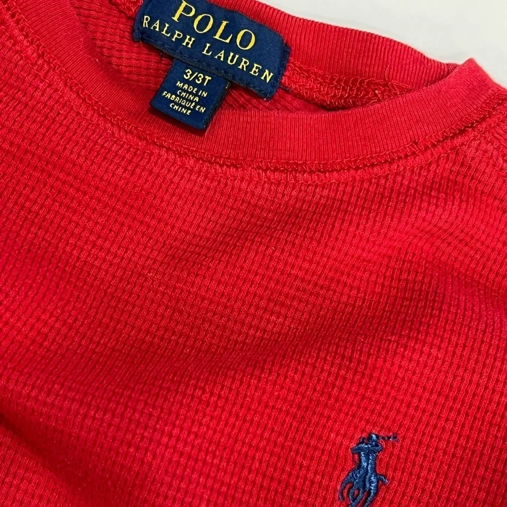 Ralph Lauren Red Long Sleeve Tee Casual Crew Neck